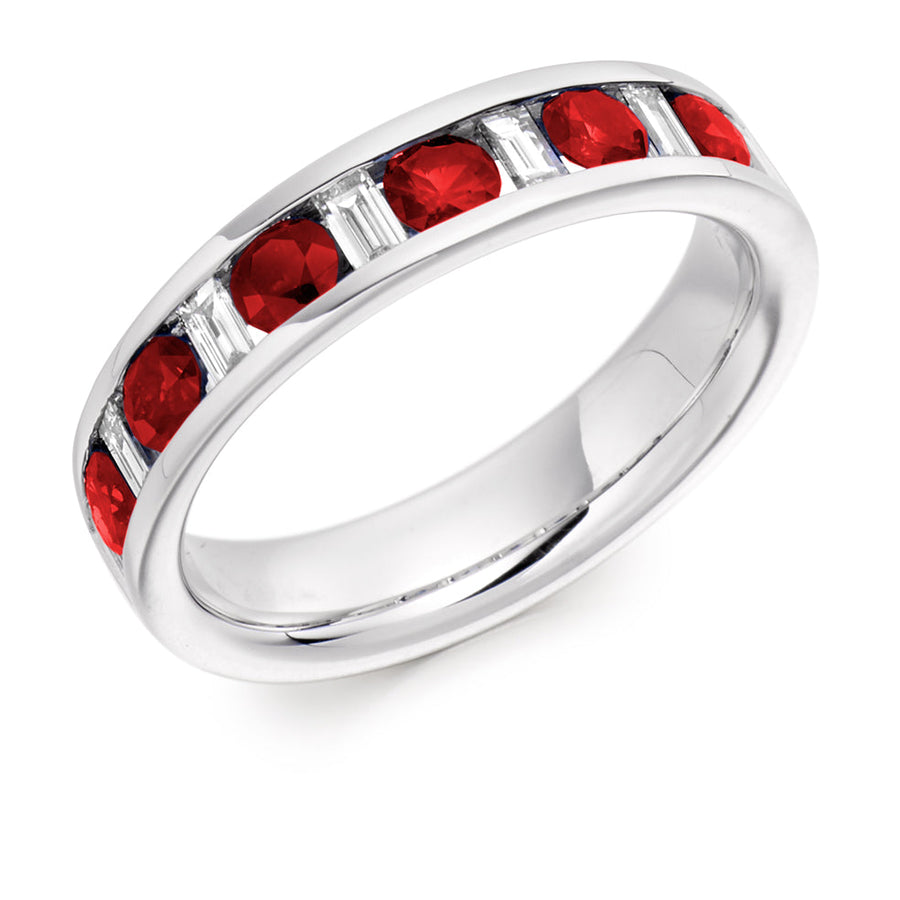 Ruby & Diamond Half Eternity Ring, 0.4ct