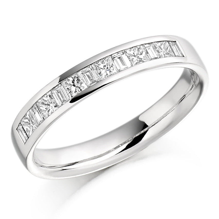 Emerald & Diamond Half Eternity Ring, 0.16ct