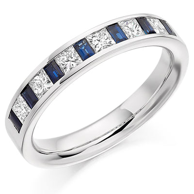 Sapphire & Diamond Half Eternity Ring, 0.56ct