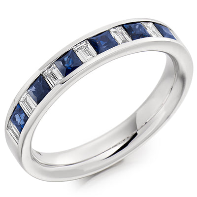 Sapphire & Diamond Half Eternity Ring, 0.25ct