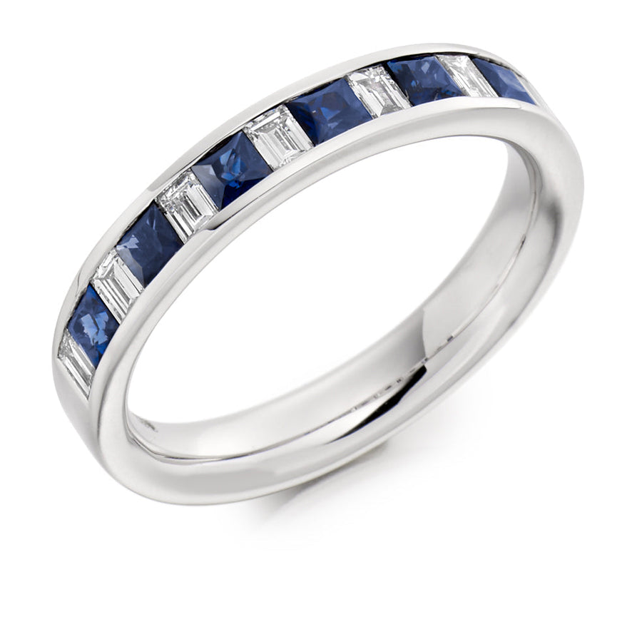 Sapphire & Diamond Half Eternity Ring, 0.25ct