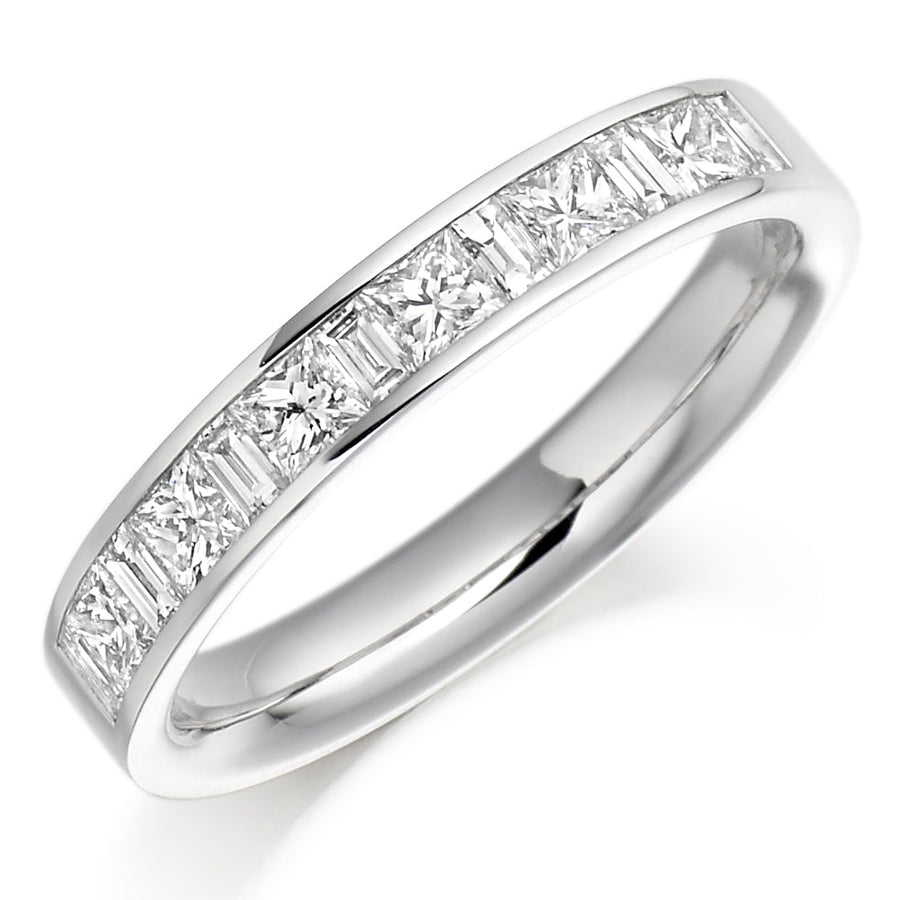 Emerald & Diamond Half Eternity Ring, 0.25ct