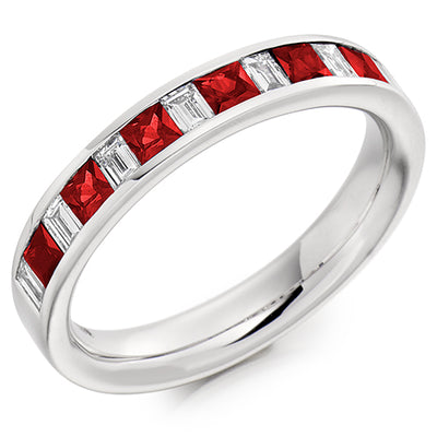 Ruby & Diamond Half Eternity Ring, 0.25ct