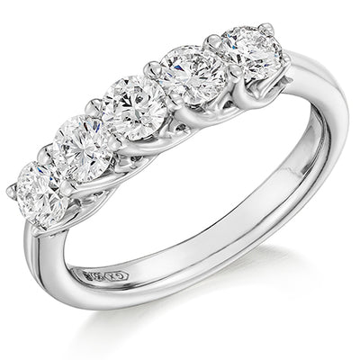 Claw-Set Half Eternity Ring, 1.1ct total