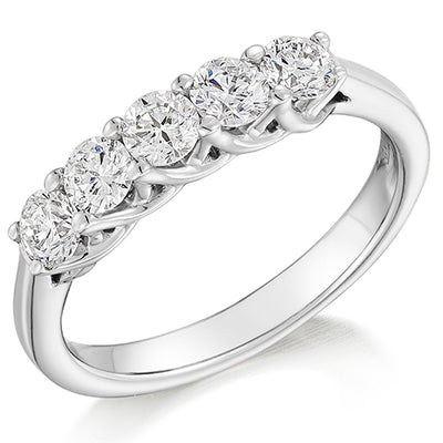 Claw-Set Half Eternity Ring, 0.85ct total