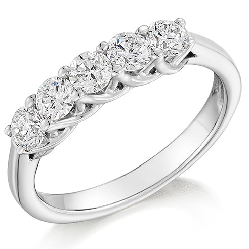 Claw-Set Half Eternity Ring, 0.85ct total