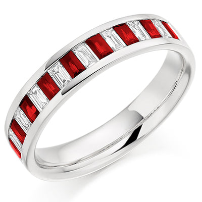 Ruby & Diamond Half Eternity Ring, 0.31ct