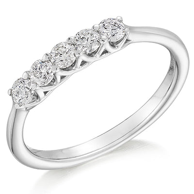Claw-Set Half Eternity Ring, 0.45ct total