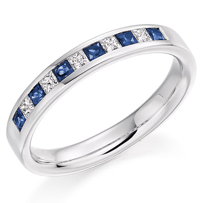 Sapphire & Diamond Half Eternity Ring, 0.2ct