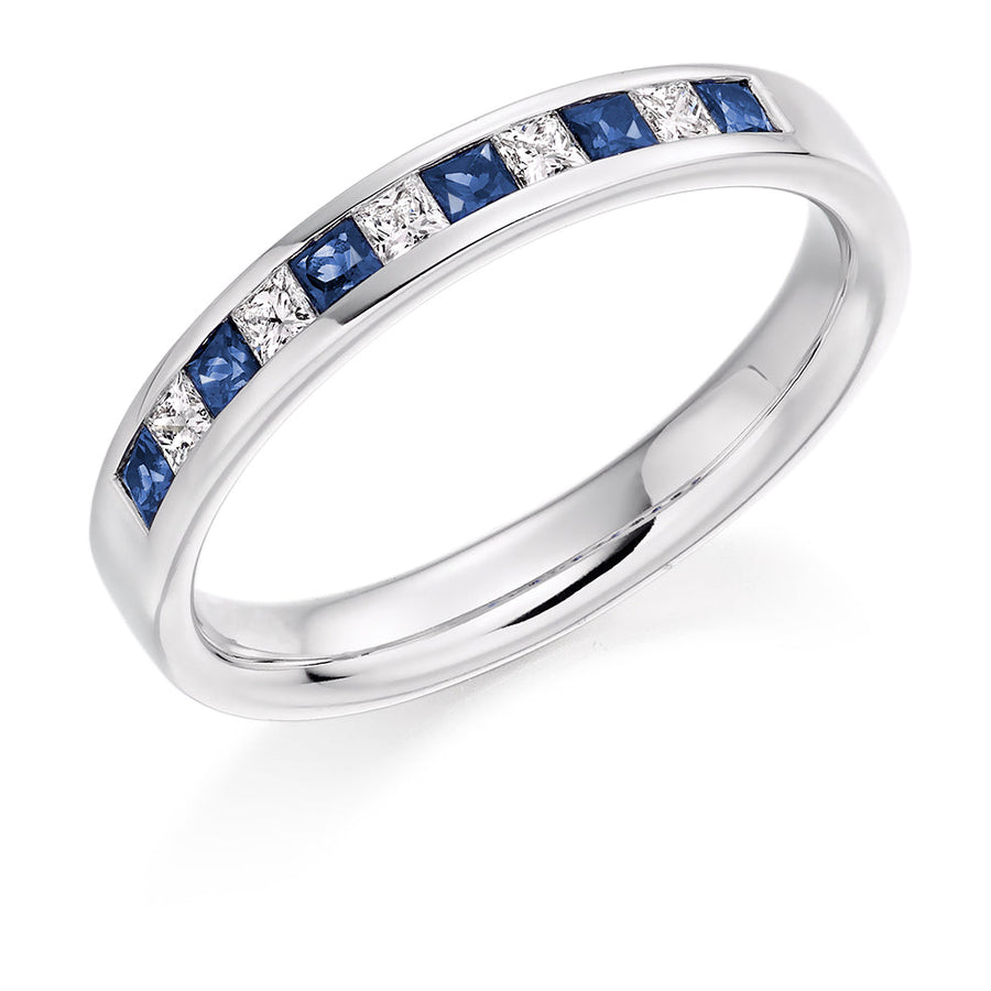 Sapphire & Diamond Half Eternity Ring, 0.2ct