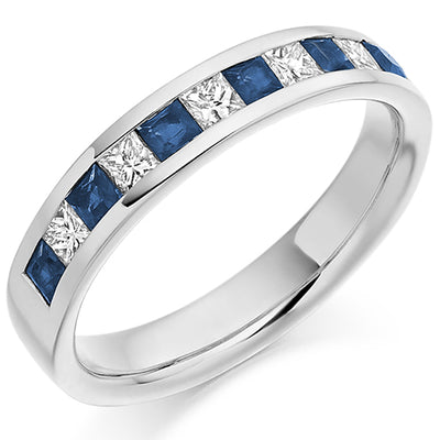 Sapphire & Diamond Half Eternity Ring, 0.36ct