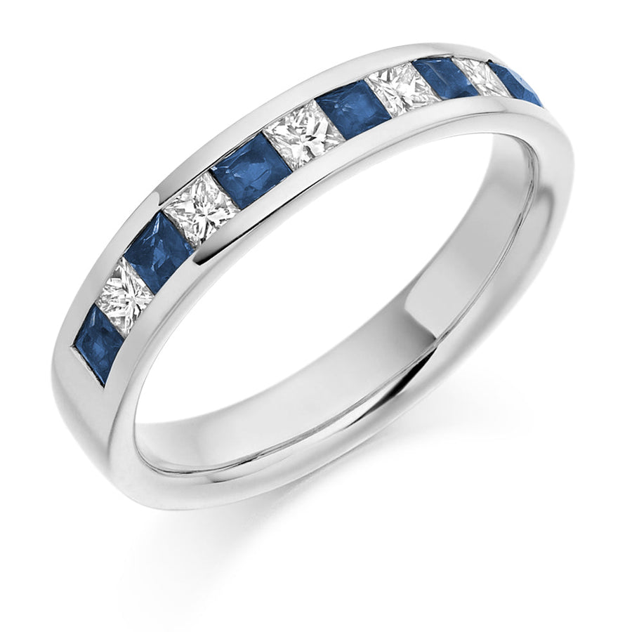 Sapphire & Diamond Half Eternity Ring, 0.36ct