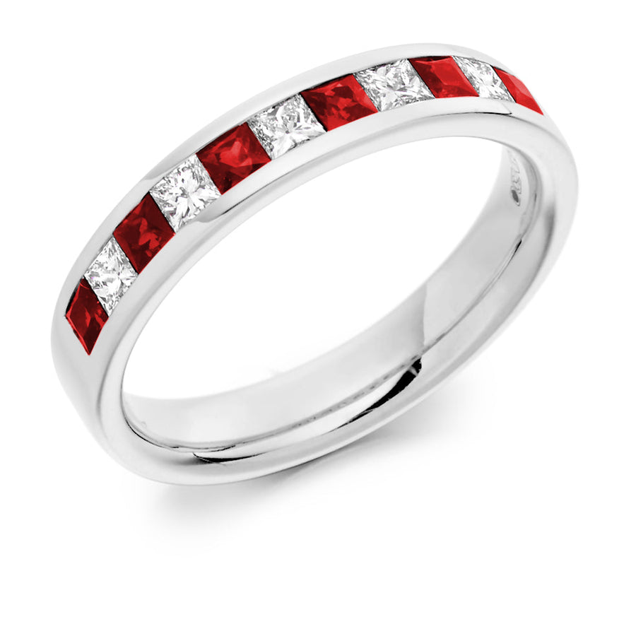 Ruby & Diamond Half Eternity Ring, 0.36ct