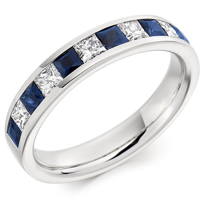 Sapphire & Diamond Half Eternity Ring, 0.5ct