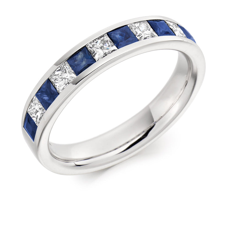 Sapphire & Diamond Half Eternity Ring, 0.5ct