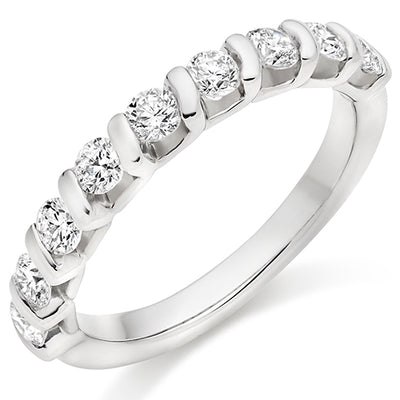 Bar-Set Half Eternity Ring, 0.75ct total