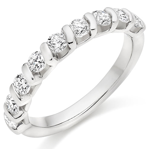 Bar-Set Half Eternity Ring, 0.75ct total