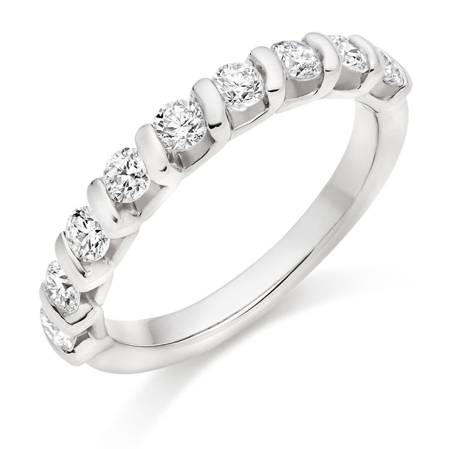 Bar-Set Half Eternity Ring, 0.75ct total