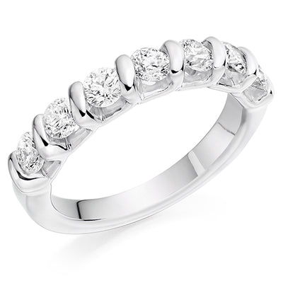 Bar-Set Half Eternity Ring, 1.0ct total