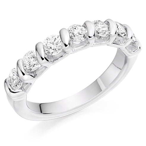 Bar-Set Half Eternity Ring, 1.0ct total