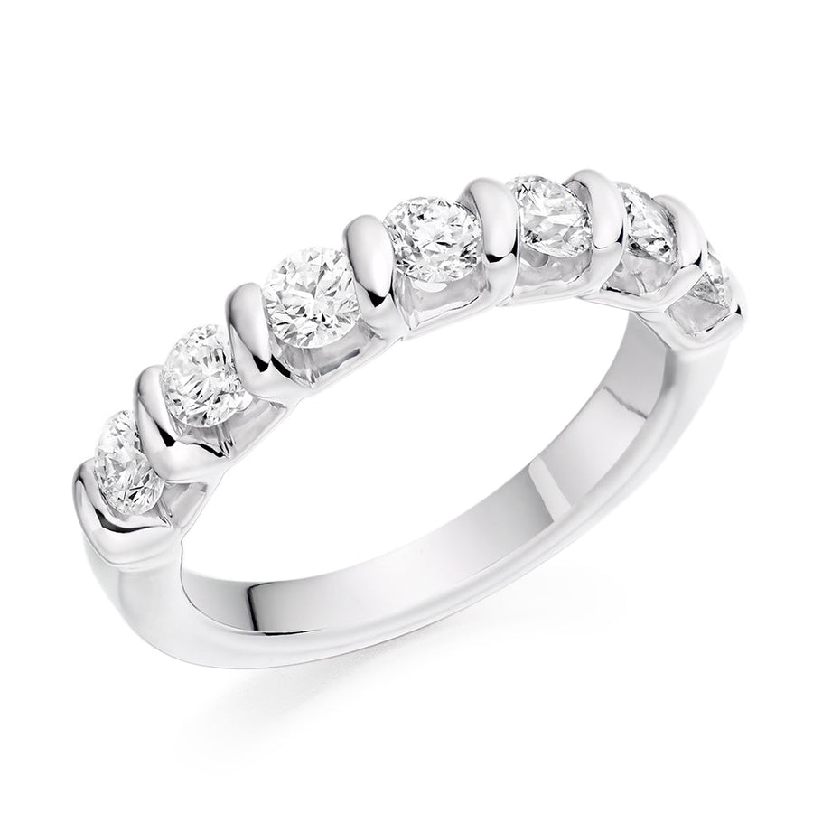 Bar-Set Half Eternity Ring, 1.0ct total