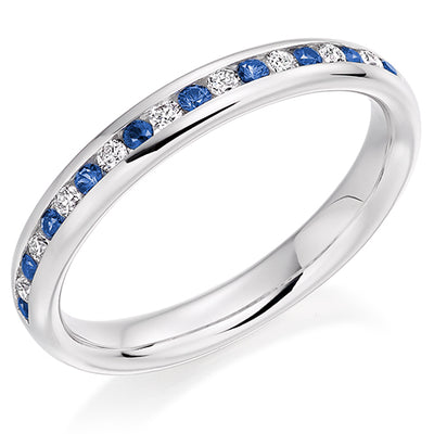 Sapphire & Diamond Half Eternity Ring, 0.13ct