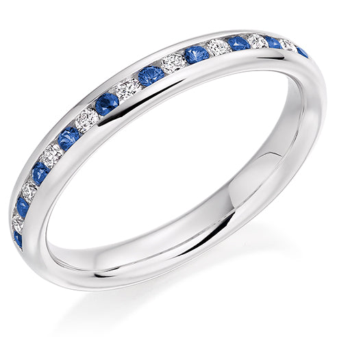 Sapphire & Diamond Half Eternity Ring, 0.13ct