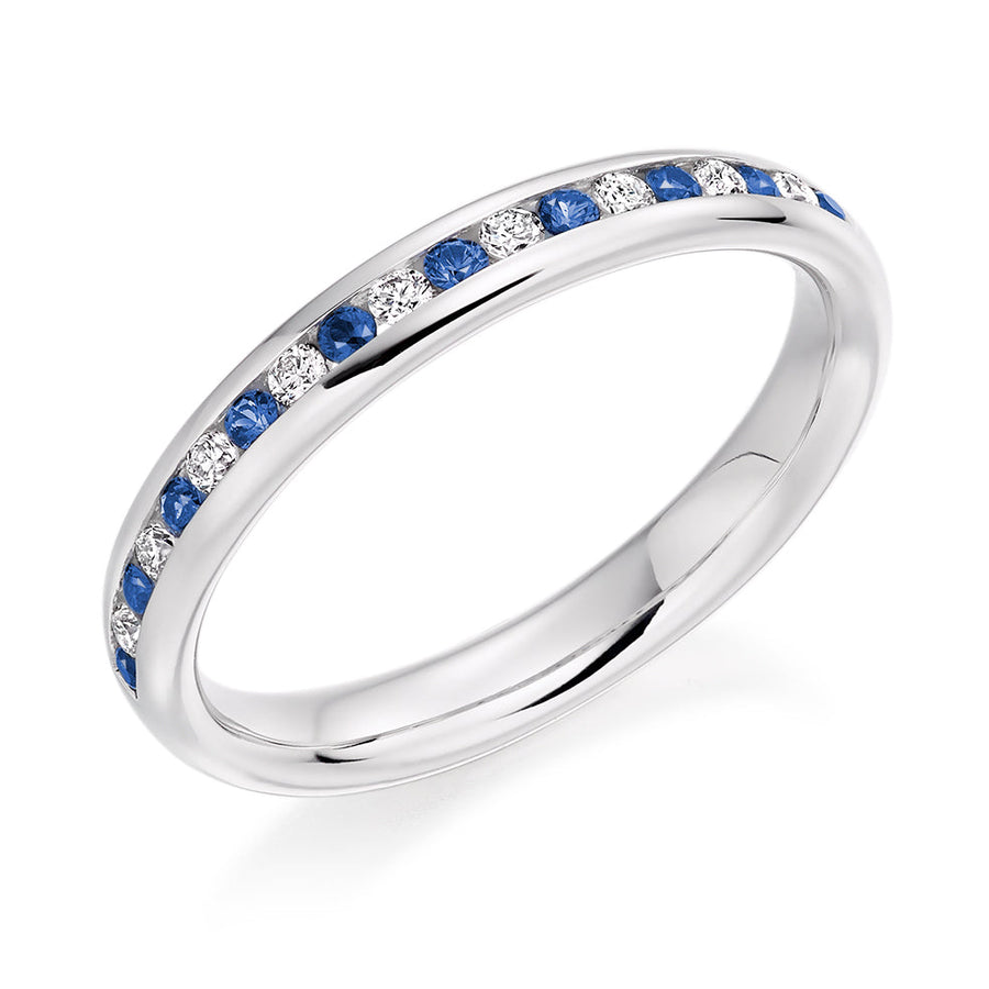 Sapphire & Diamond Half Eternity Ring, 0.13ct