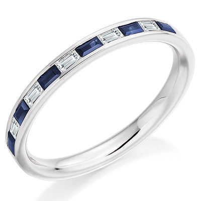 Sapphire & Diamond Half Eternity Ring B, 0.15ct