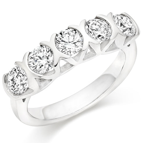 Bar-Set Half Eternity Ring, 1.5ct total