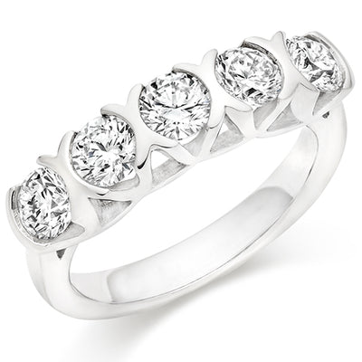 Bar-Set Half Eternity Ring, 1.5ct total