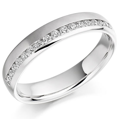 Offset Channel-Set Half Eternity Ring, 0.26ct total