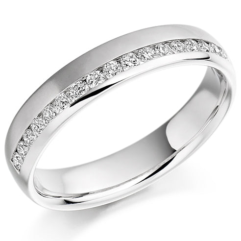 Offset Channel-Set Half Eternity Ring, 0.26ct total