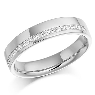 Offset Channel-Set Half Eternity Ring, 0.25ct total