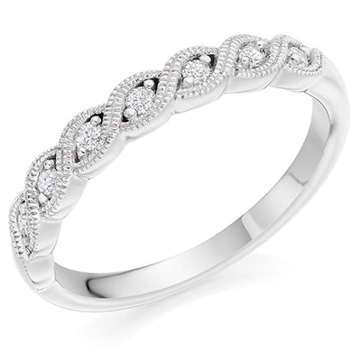 Milgrain Grain-Set Half Eternity Ring, 0.15ct total