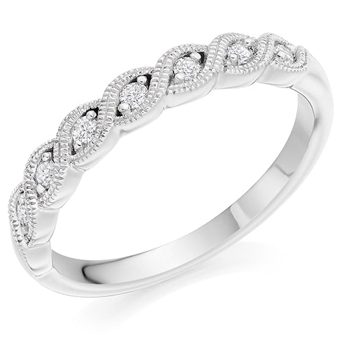 Milgrain Grain-Set Half Eternity Ring, 0.15ct total