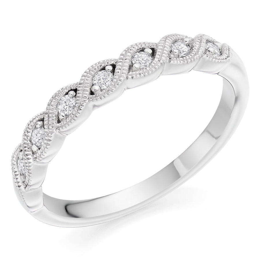 Milgrain Grain-Set Half Eternity Ring, 0.15ct total