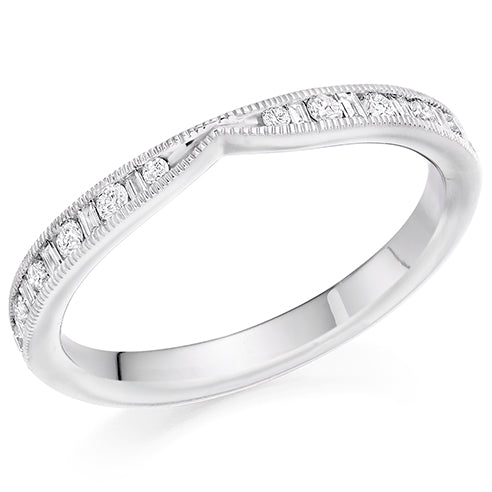 Shaped Milgrain Channel-Set Half Eternity Ring, 0.25ct total