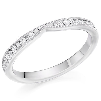 Shaped Milgrain Channel-Set Half Eternity Ring, 0.25ct total