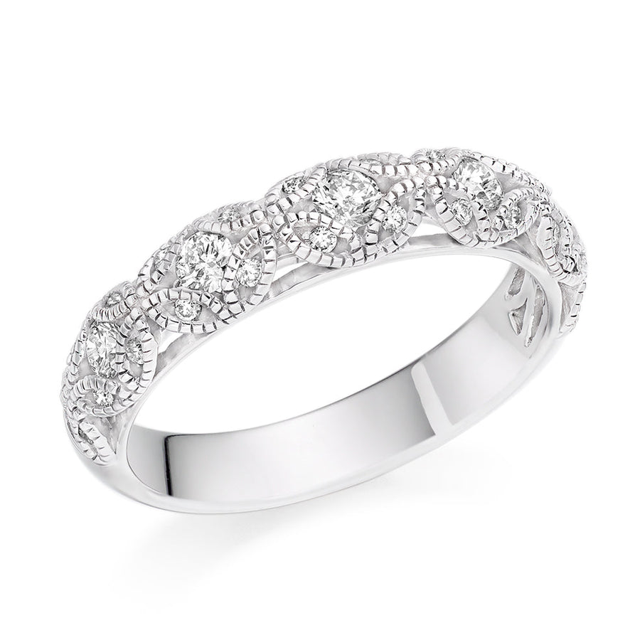 Flush-Set Half Eternity Ring, 0.5ct total