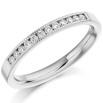 Milgrain Channel-Set Half Eternity Ring, 0.2ct total