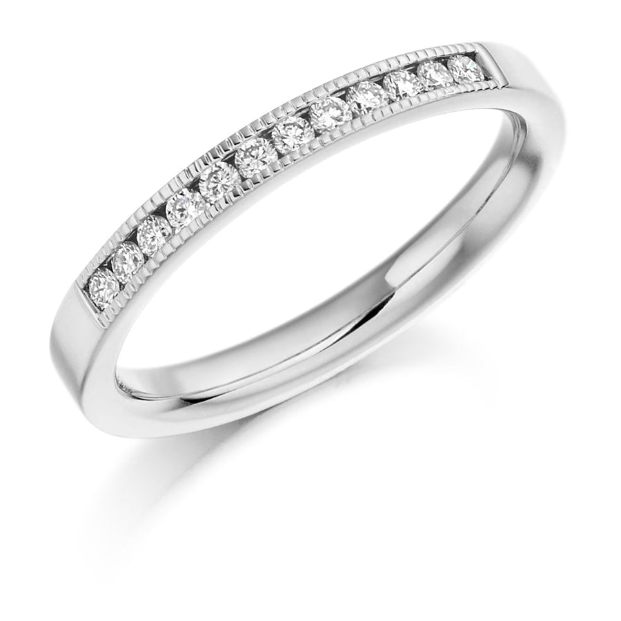 Milgrain Channel-Set Half Eternity Ring, 0.2ct total