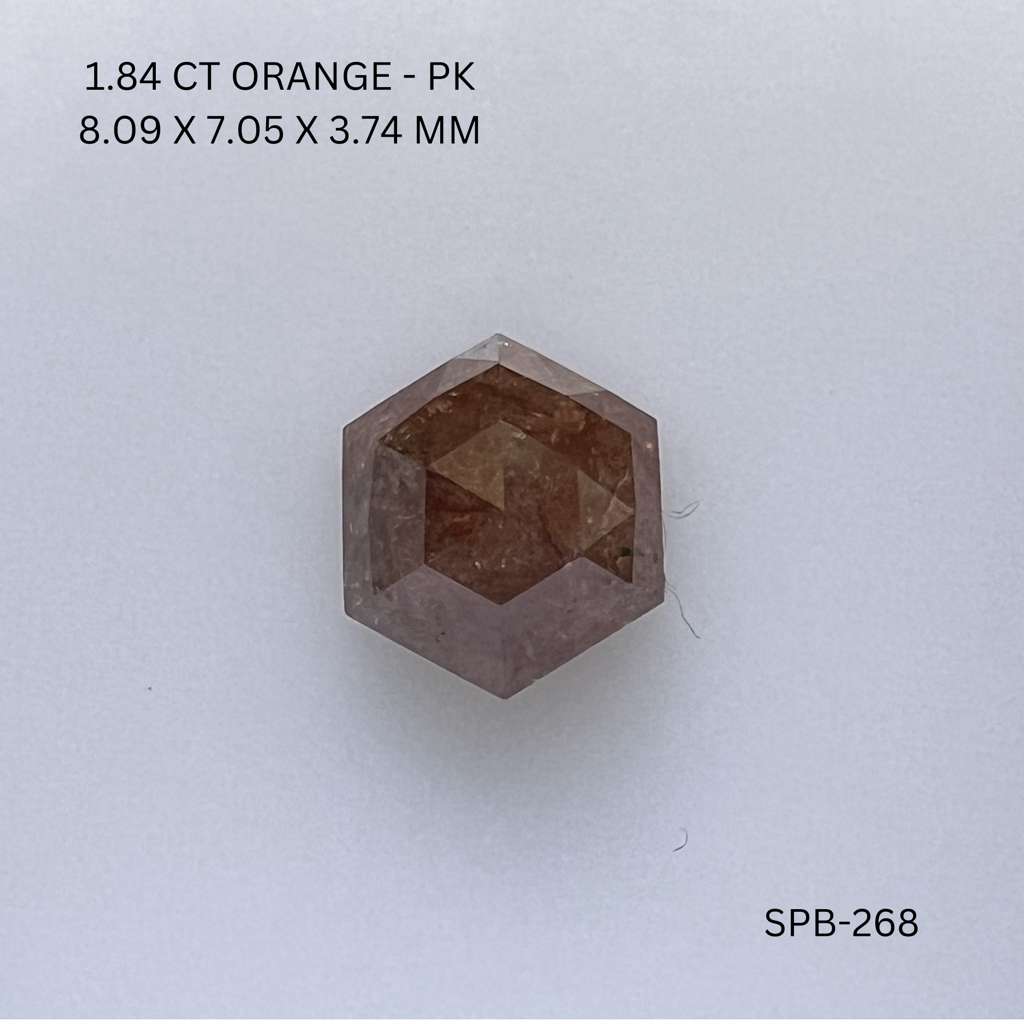 Hexagonal Orange Natural Diamond 1.84ct I1 loose diamond