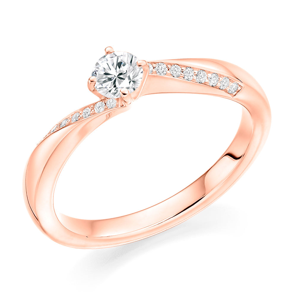 Grain-Set Solitaire Round Brilliant Engagement Ring 0.35ct in Rose Gold
