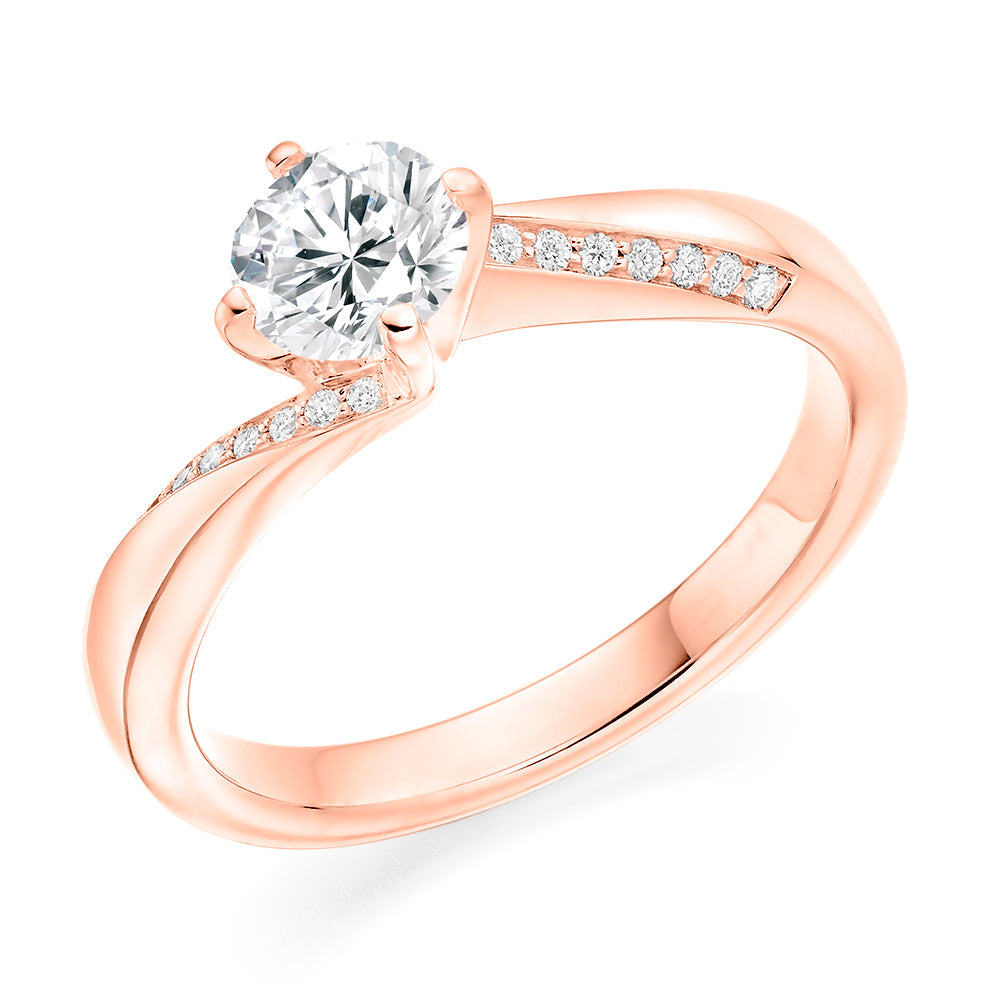 Grain-Set Solitaire Round Brilliant Engagement Ring 0.85ct in Rose Gold