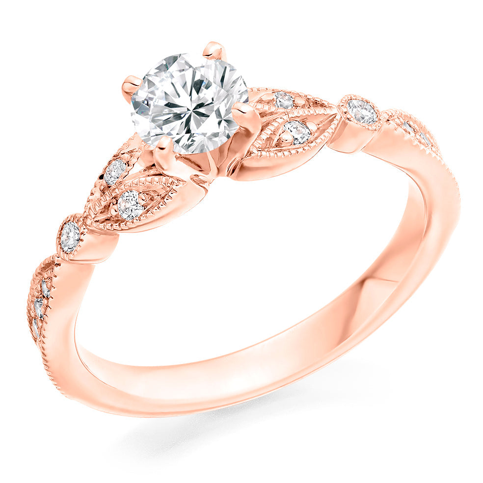 Grain-Set Solitaire Round Brilliant Engagement Ring 0.7ct in Rose Gold