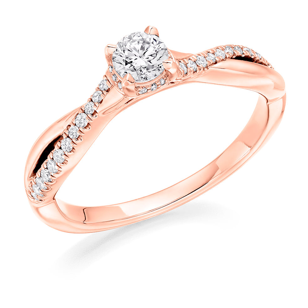 Split-Shoulder Solitaire Round Brilliant Engagement Ring, 0.25ct in Rose Gold