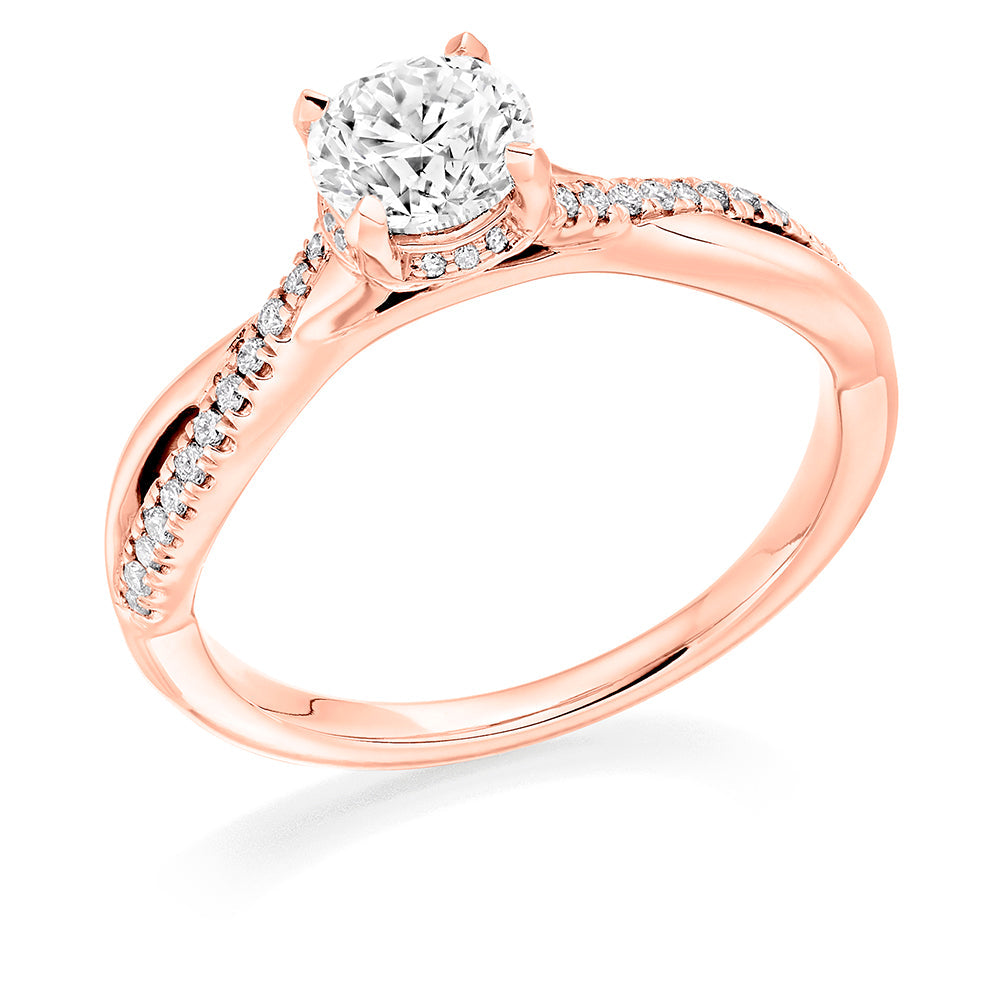 Split-Shoulder Solitaire Round Brilliant Engagement Ring 0.9ct in Rose Gold