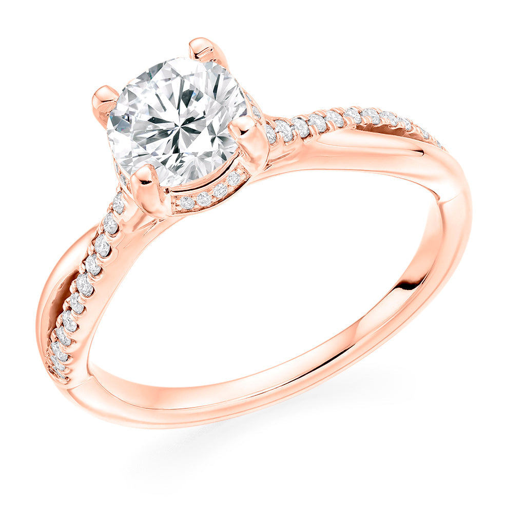Solitaire with Split Shoulders Round Brilliant Engagement Ring 1.15ct in Rose Gold