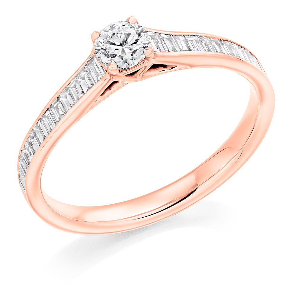 Channel-Shouldered Solitaire Round Brilliant Engagement Ring, 0.25ct in Rose Gold